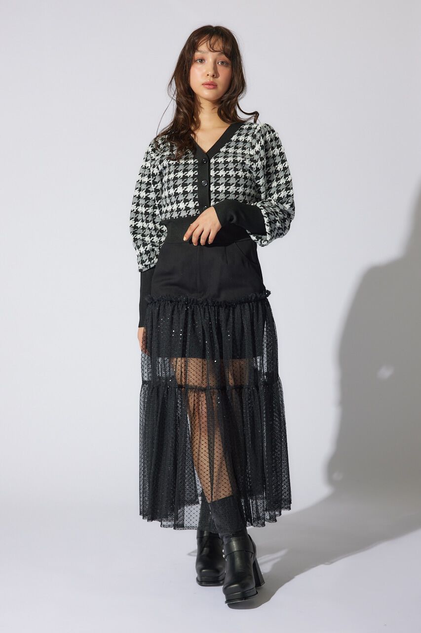 rienda「2WAYチェックパターンニットカーディガントップス」|ニット・セーター|