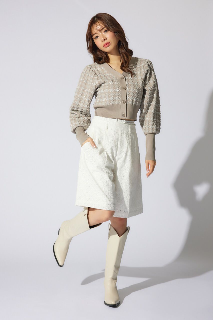 rienda「2WAYチェックパターンニットカーディガントップス」|ニット・セーター|