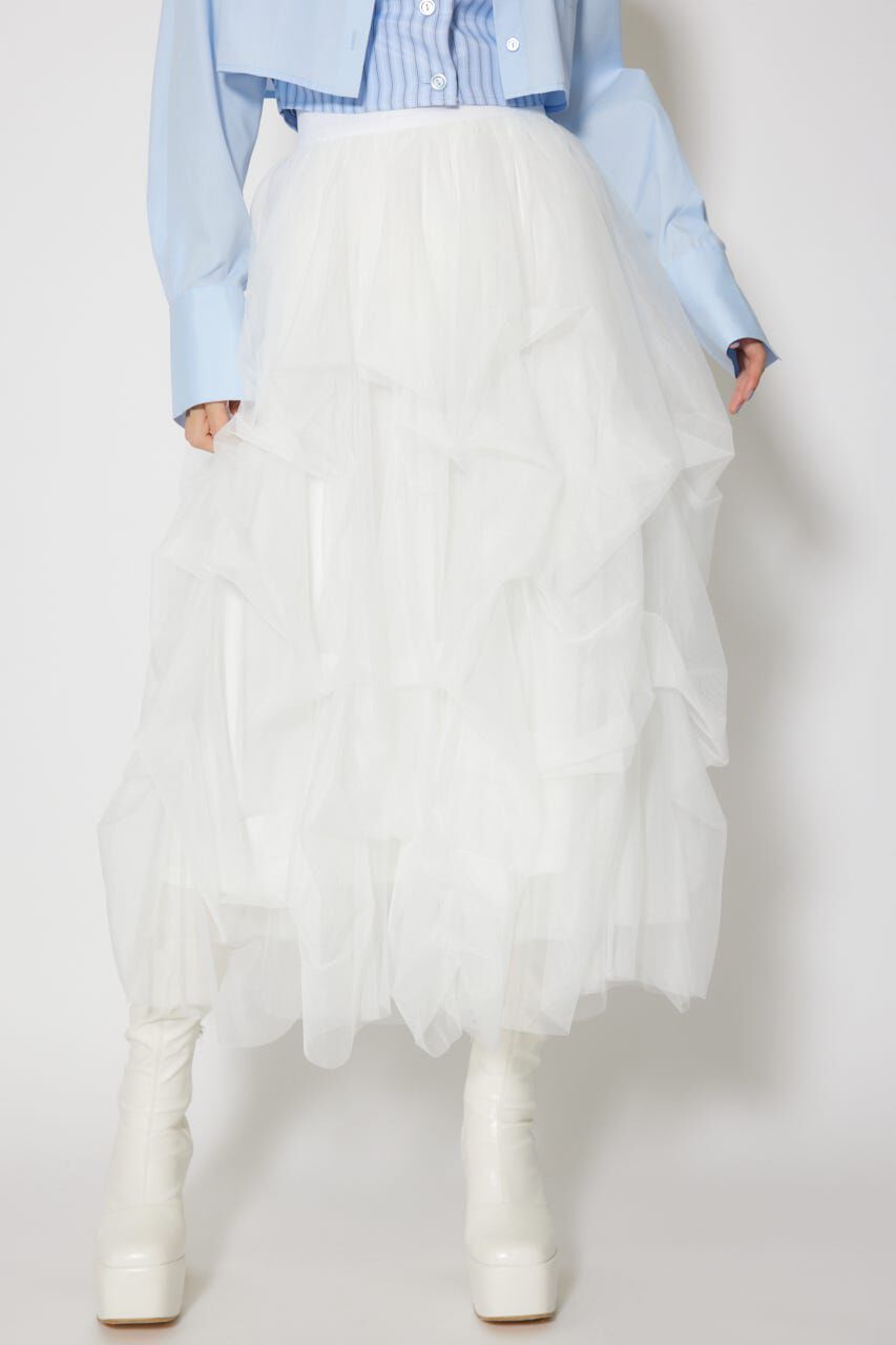 rienda「ランダムタックチュールスカート」|スカート|