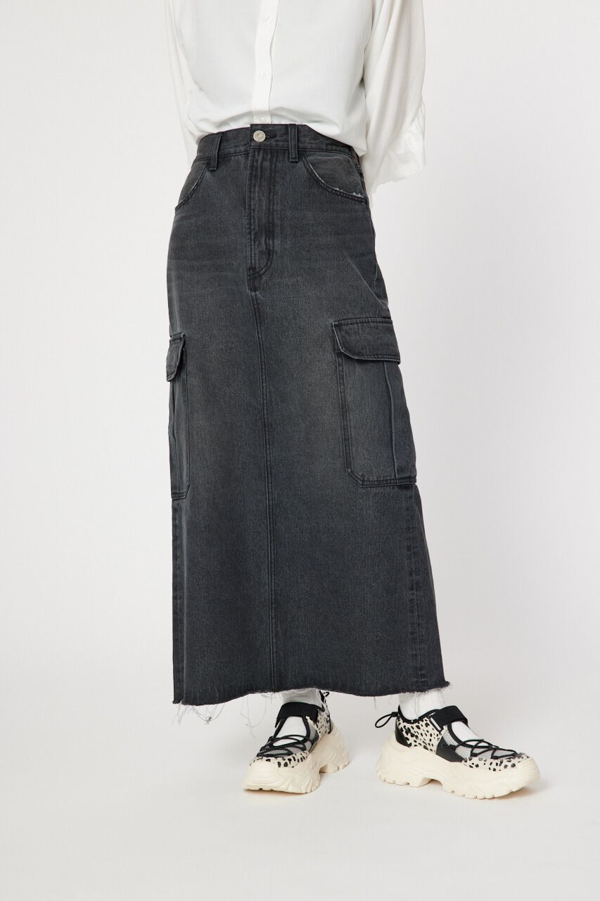 RODEO CROWNS「デニムカーゴマキシスカート」|スカート|BLK