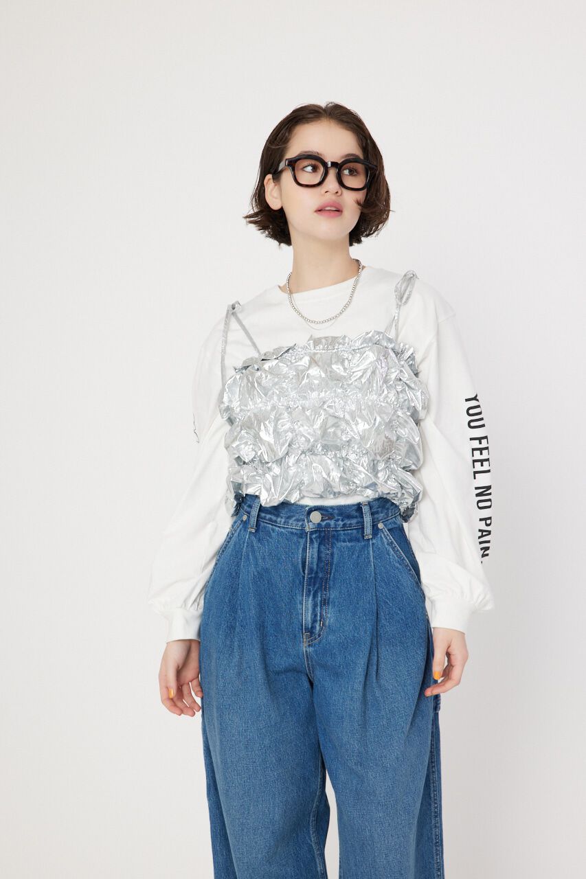 RODEO CROWNS「メタリックギャザーキャミソール」|キャミソール|