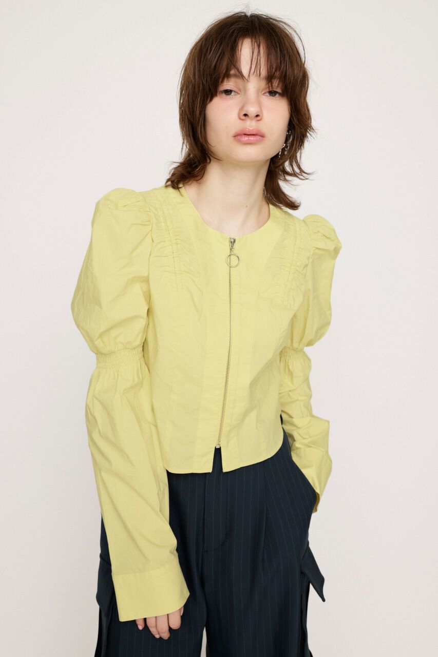 SLY「FRONT ZIP SHIRRING ブラウス」|シャツ・ブラウス|L/YEL1