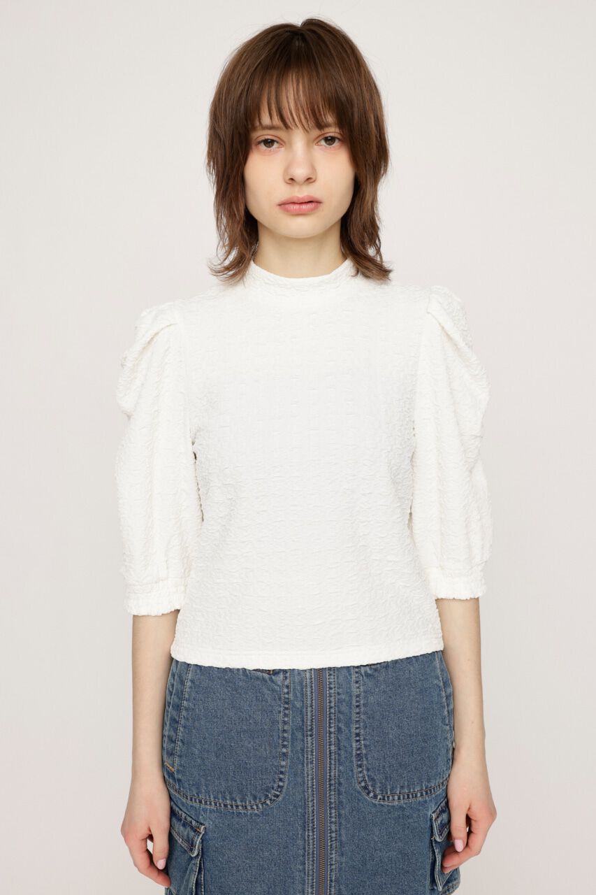 SLY「PUFF SLEEVE GATHER CUT トップス」|Tシャツ・カットソー|