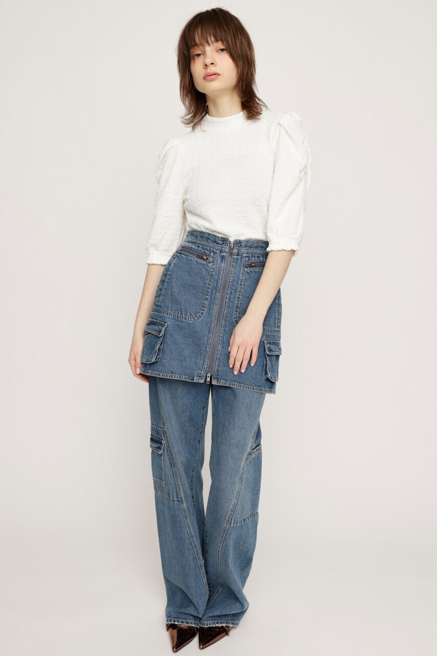 SLY「PUFF SLEEVE GATHER CUT トップス」|Tシャツ・カットソー|