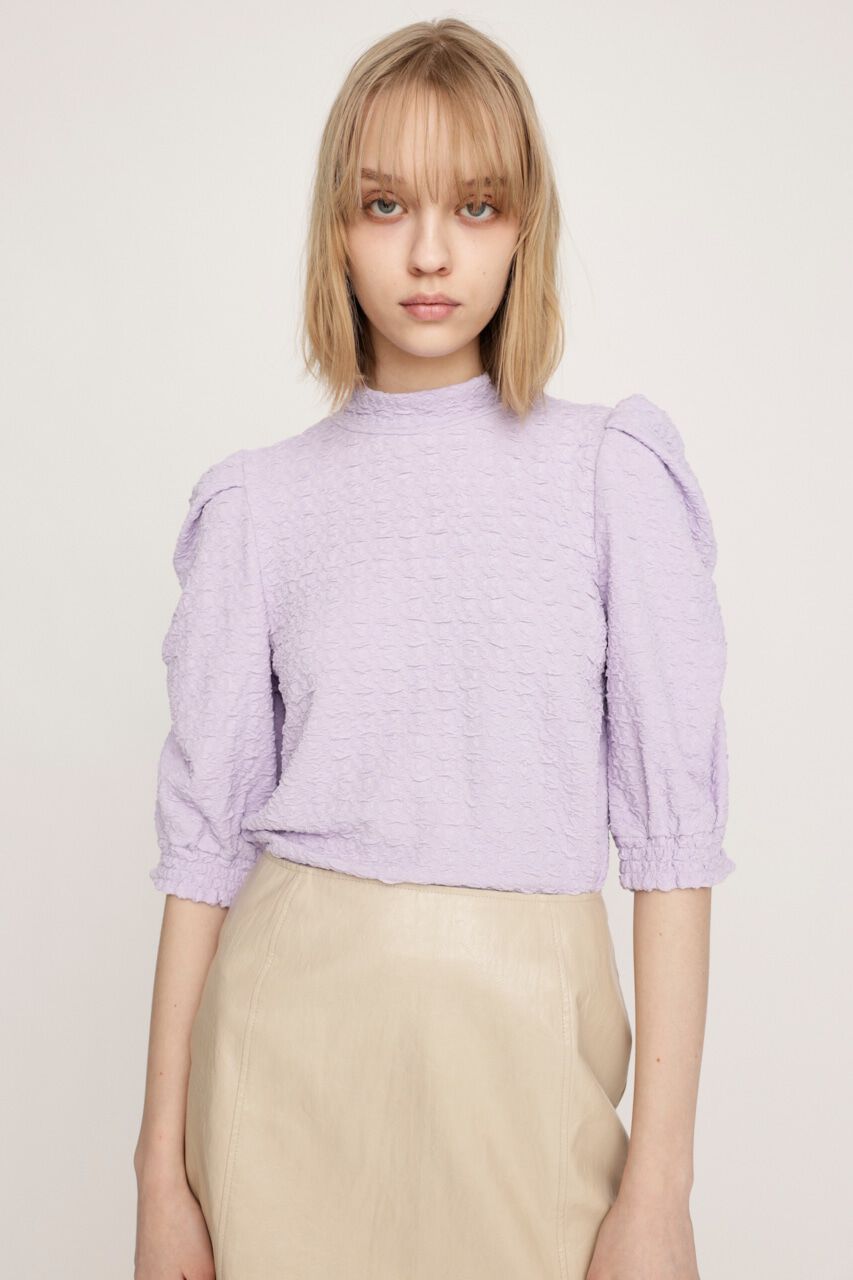 SLY「PUFF SLEEVE GATHER CUT トップス」|Tシャツ・カットソー|L/PUR1