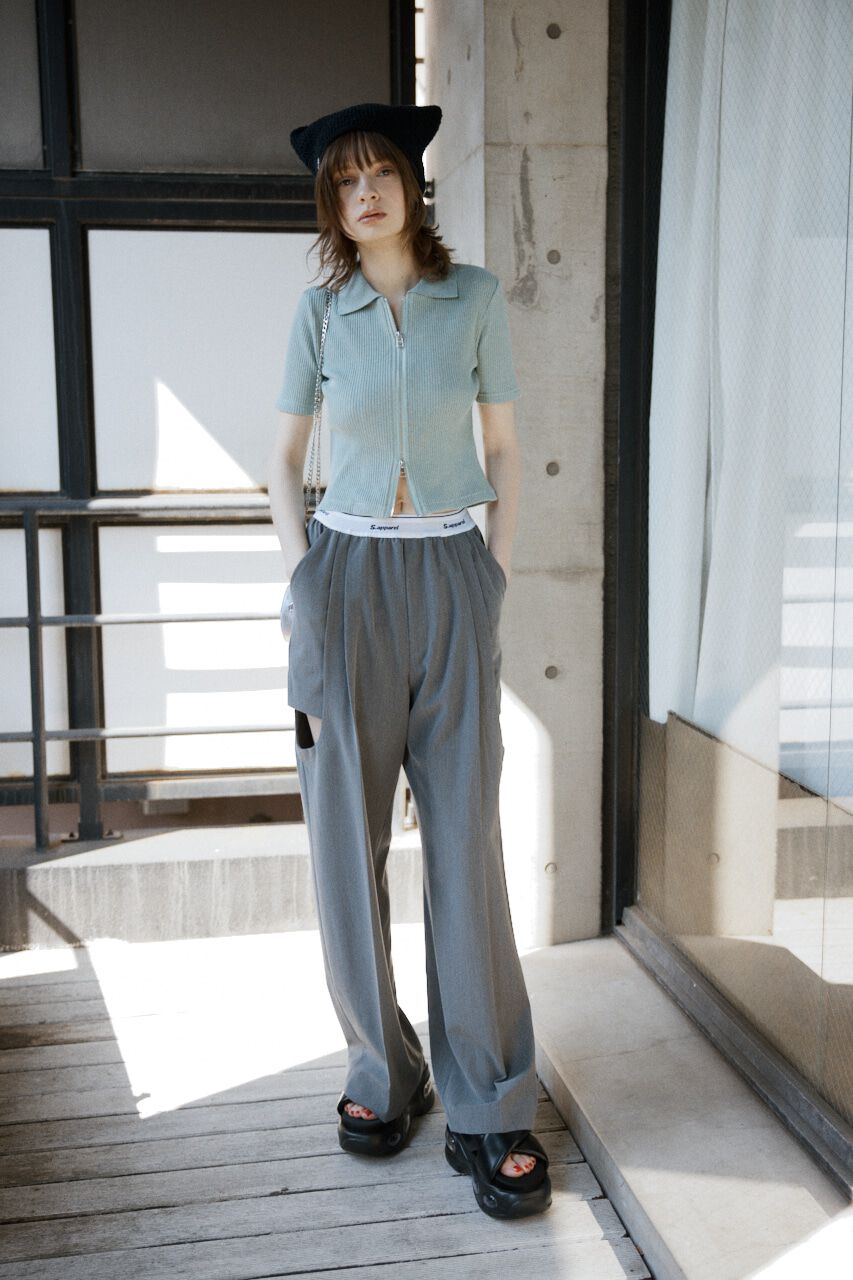 SLY「FRONT ZIP CUT RIB トップス」|Tシャツ・カットソー|