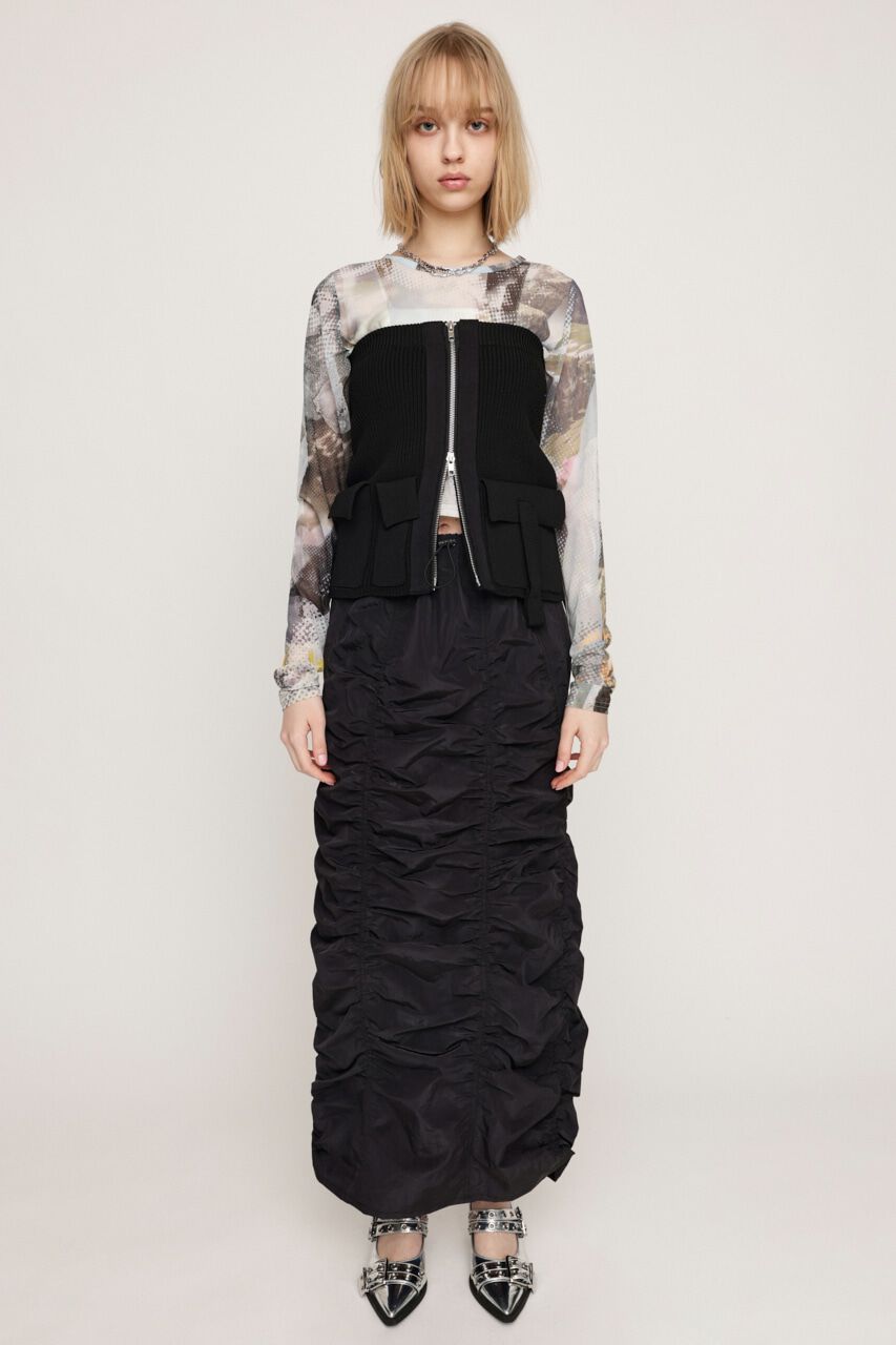 SLY「I LINE GATHER スカート」|スカート|BLK