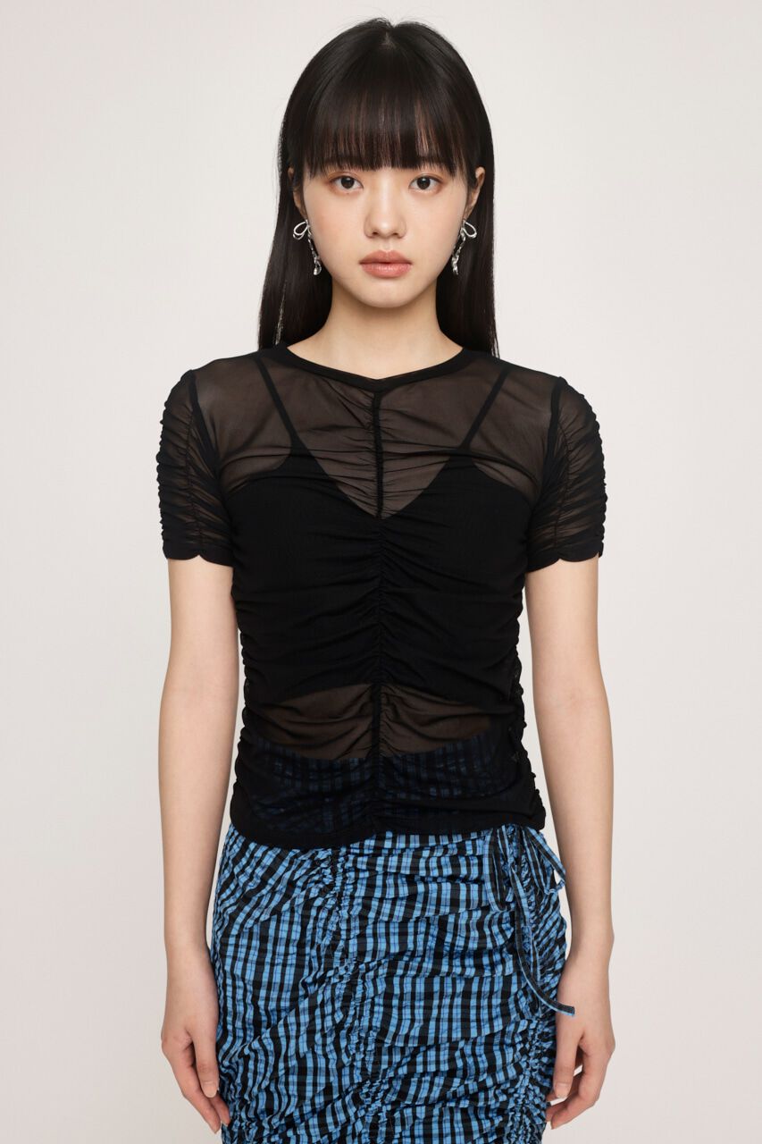 SLY「SHEER GATHER CUT トップス」|Tシャツ・カットソー|