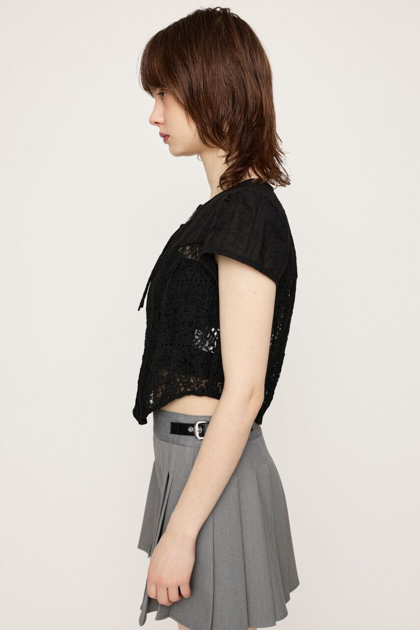SLY「CAP SLEEVE ZIP LACE トップス」|シャツ・ブラウス|