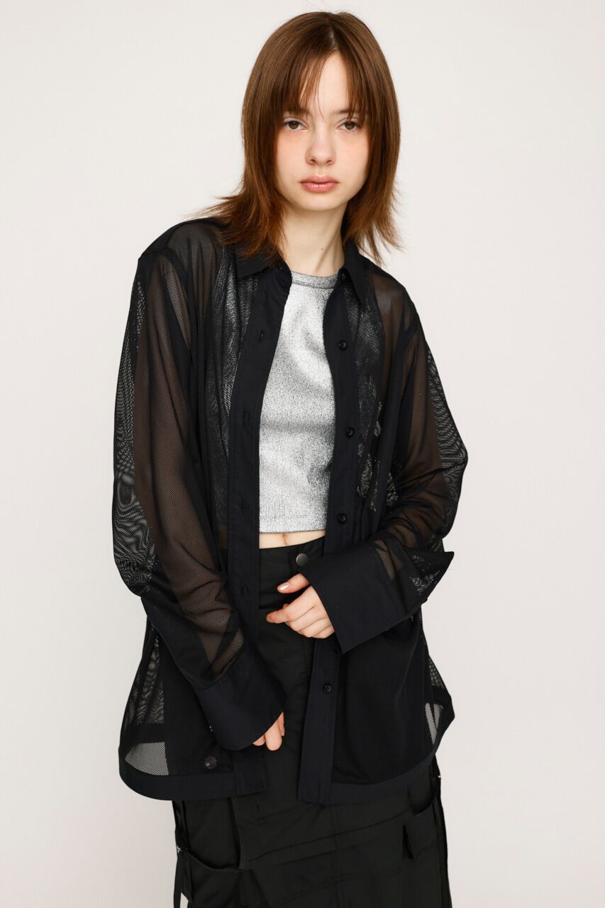 SLY「SHEER MESH シャツ」|シャツ・ブラウス|BLK