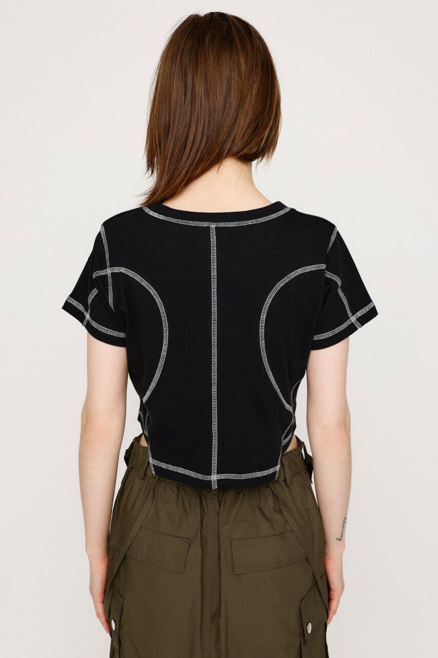 SLY「BI COLOR STITCH CROP Tシャツ」|Tシャツ・カットソー|