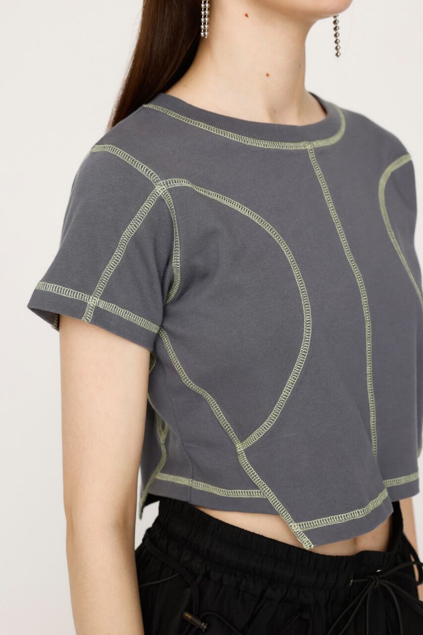 SLY「BI COLOR STITCH CROP Tシャツ」|Tシャツ・カットソー|
