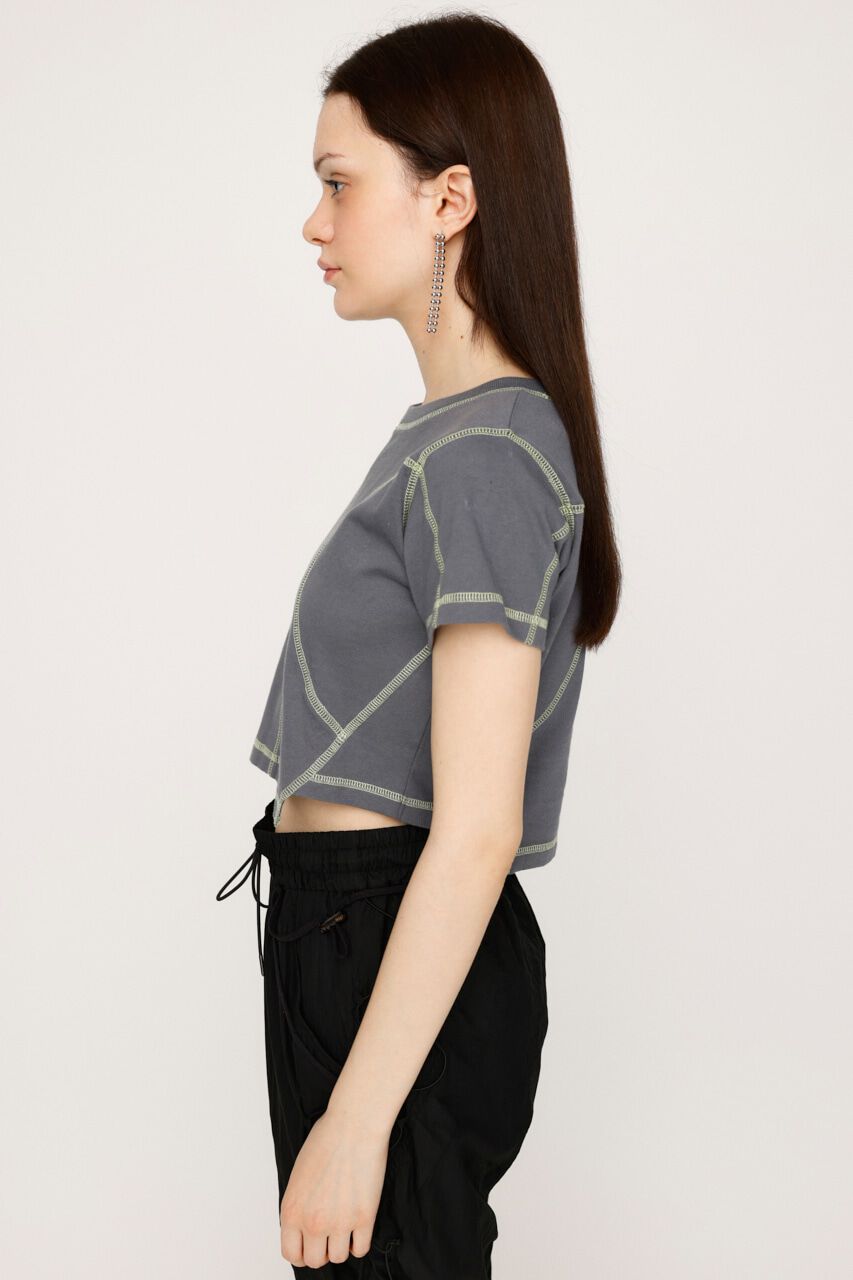 SLY「BI COLOR STITCH CROP Tシャツ」|Tシャツ・カットソー|
