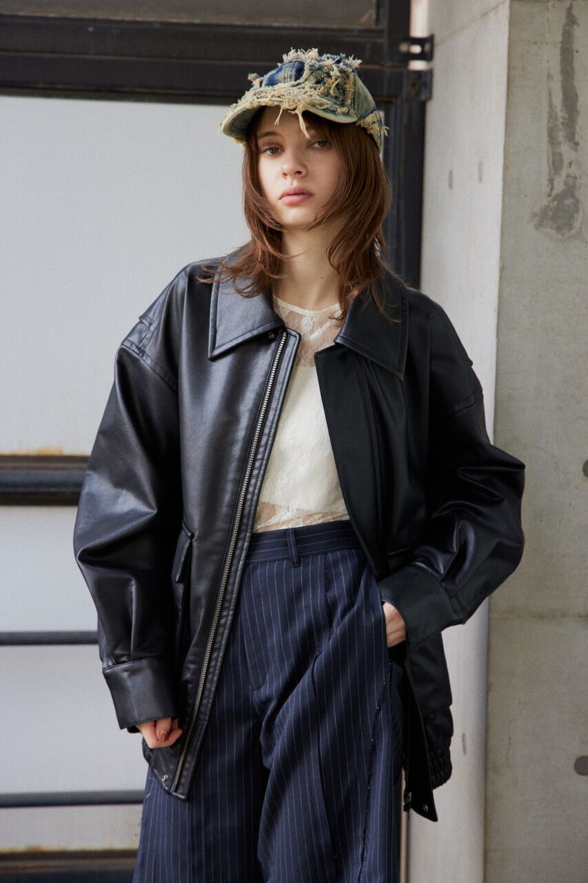 SLY「F／LEATHER FLIGHT ジャケット」|ブルゾン・スタジャン|