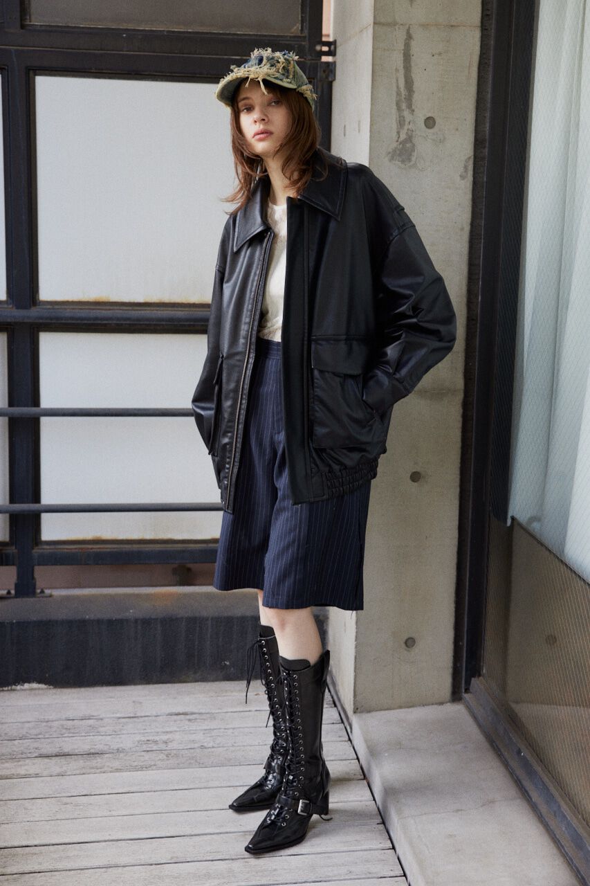 SLY「F／LEATHER FLIGHT ジャケット」|ブルゾン・スタジャン|