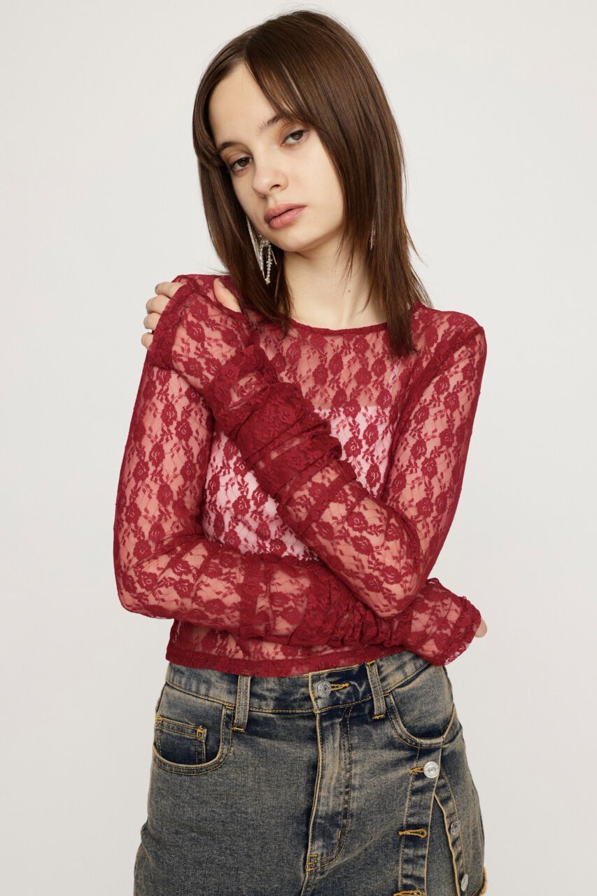SLY「BASIC CUT LACE トップス」|Tシャツ・カットソー|RED