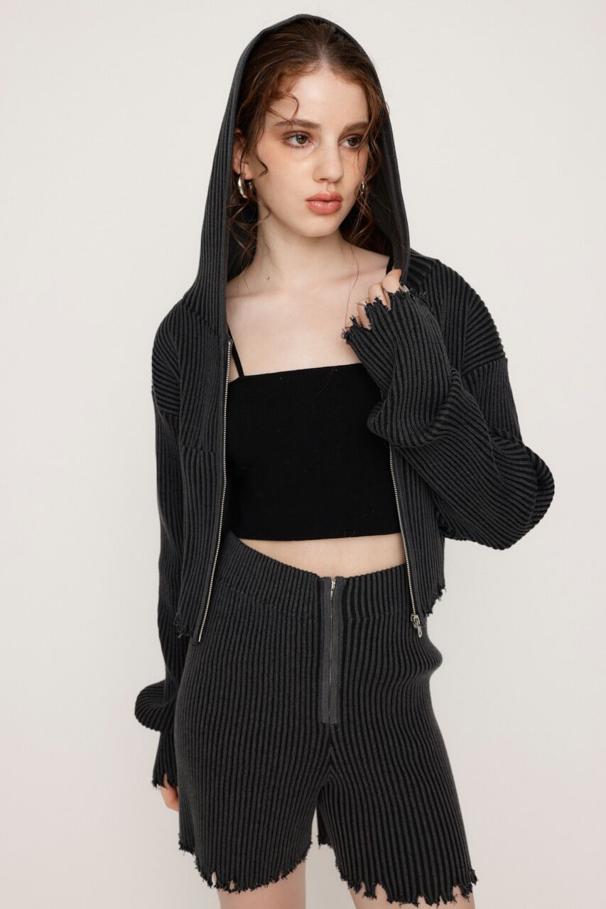 SLY「CRUSH KNIT HOODIE」|カーディガン|