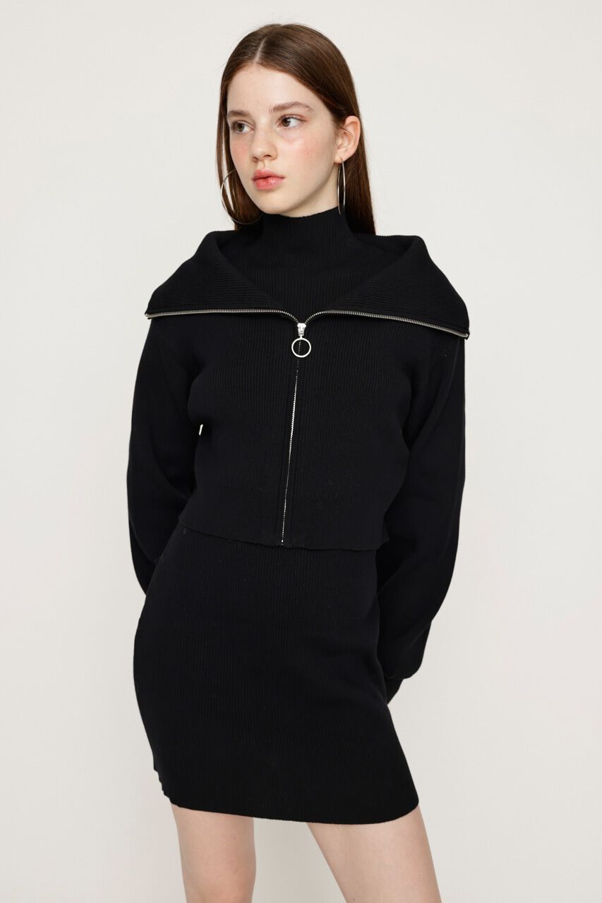 SLY「COLLAR ZIP 2P ワンピース」|ワンピース|BLK