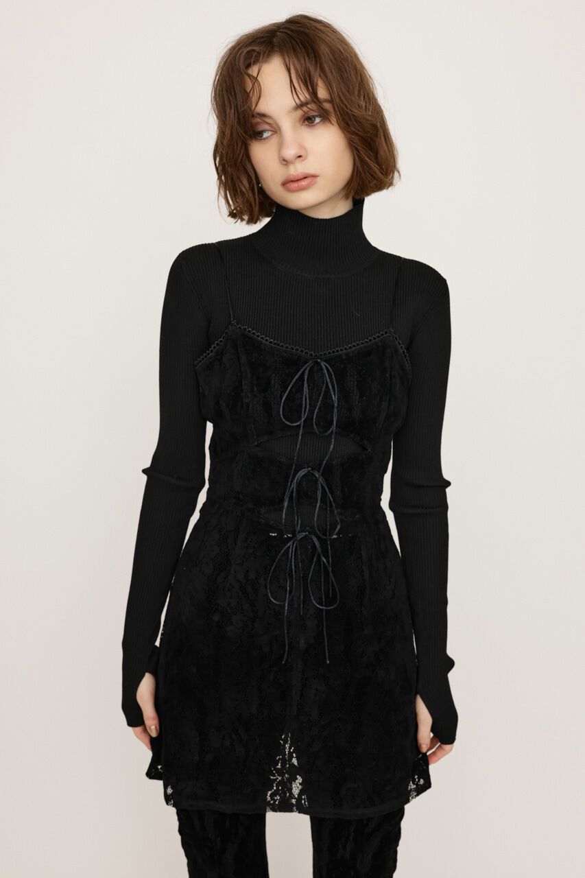 SLY「FROCKY LACE RIBBON トップス」|キャミソール|BLK