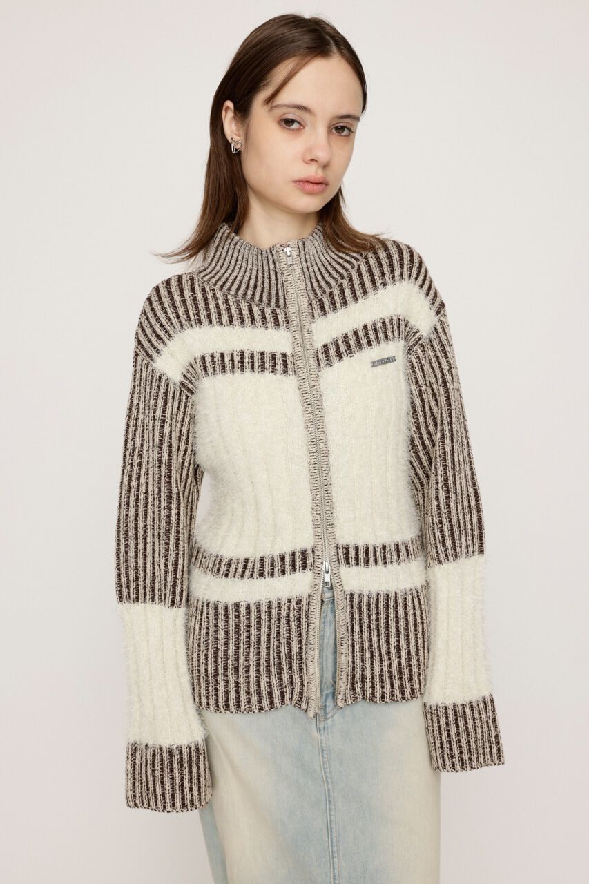 SLY「SHAGGY MIX ZIP UP KNIT トップス」|ニット・セーター|IVOY3