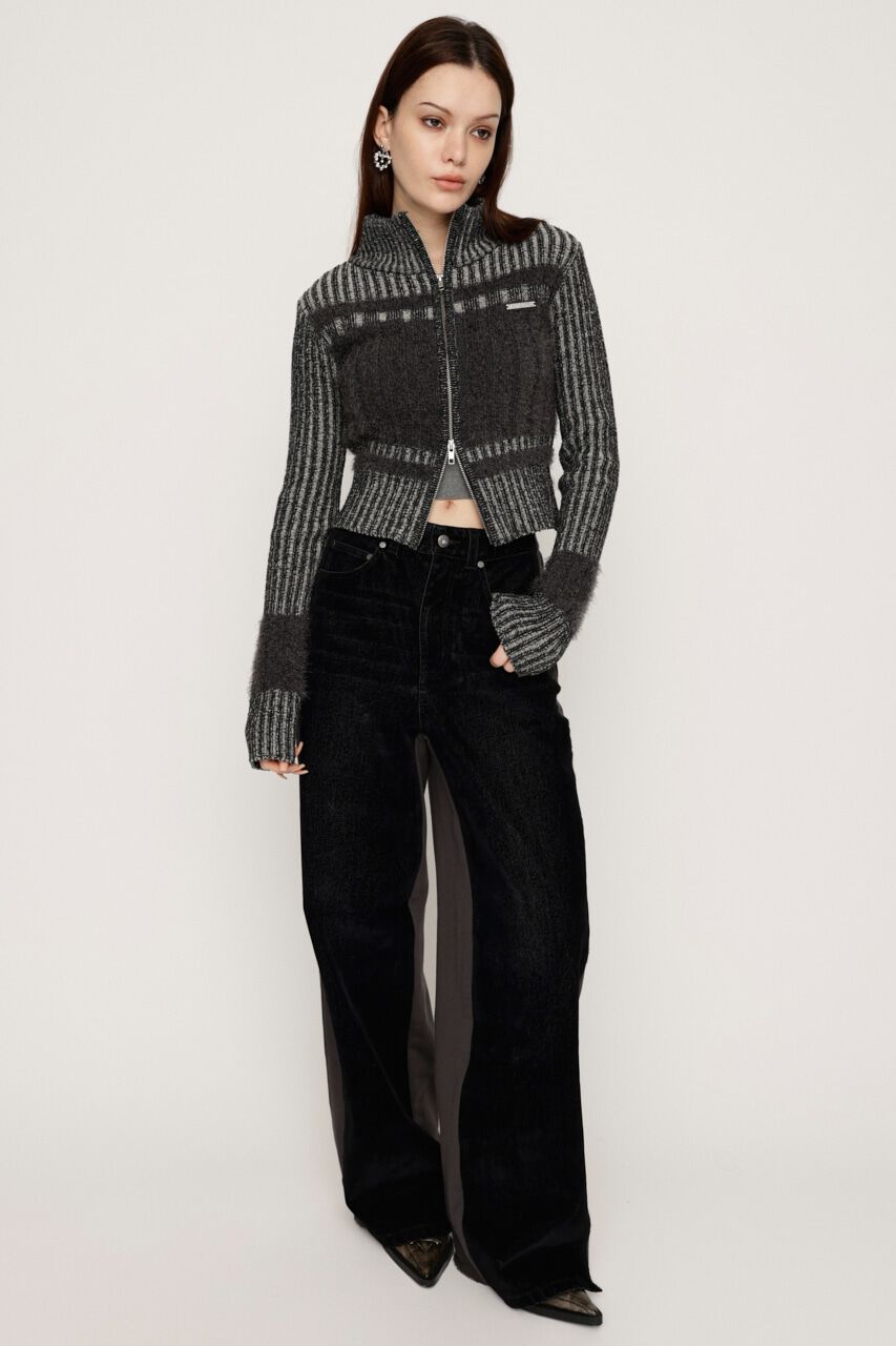 SLY「SHAGGY MIX ZIP UP KNIT トップス」|ニット・セーター|