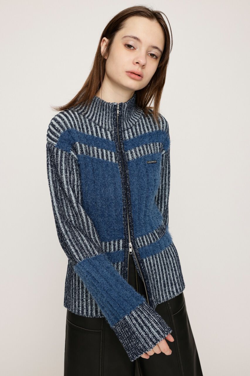 SLY「SHAGGY MIX ZIP UP KNIT トップス」|ニット・セーター|
