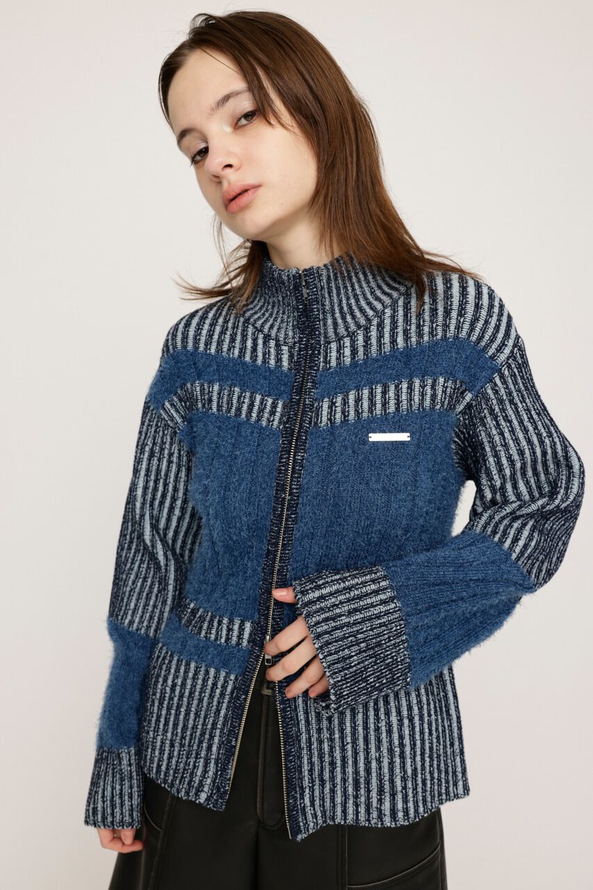 SLY「SHAGGY MIX ZIP UP KNIT トップス」|ニット・セーター|