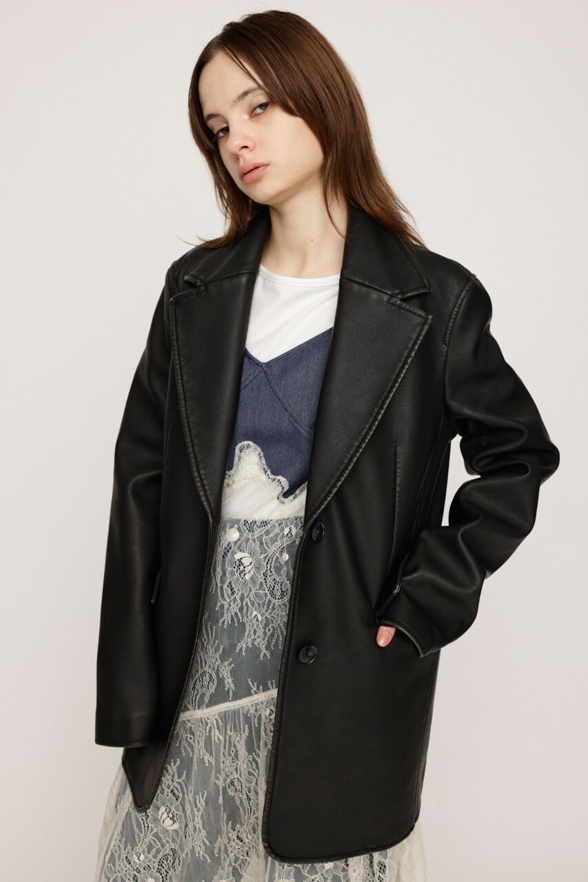 SLY「VINTAGE F／LEATHER TAILORED ジャケット」|その他|BLK