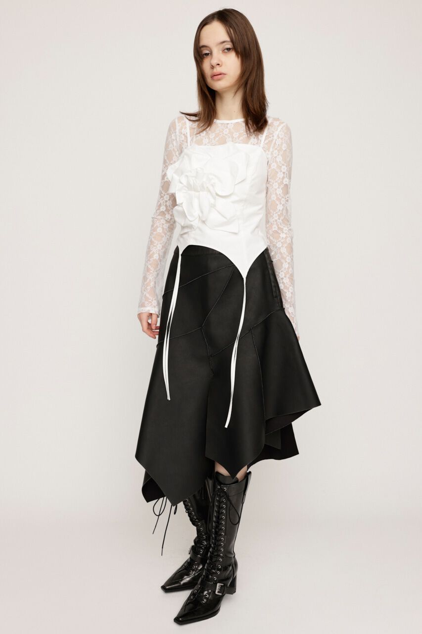 SLY「RANDOM HEM F／LEATHER ミディアムスカート」|スカート|BLK