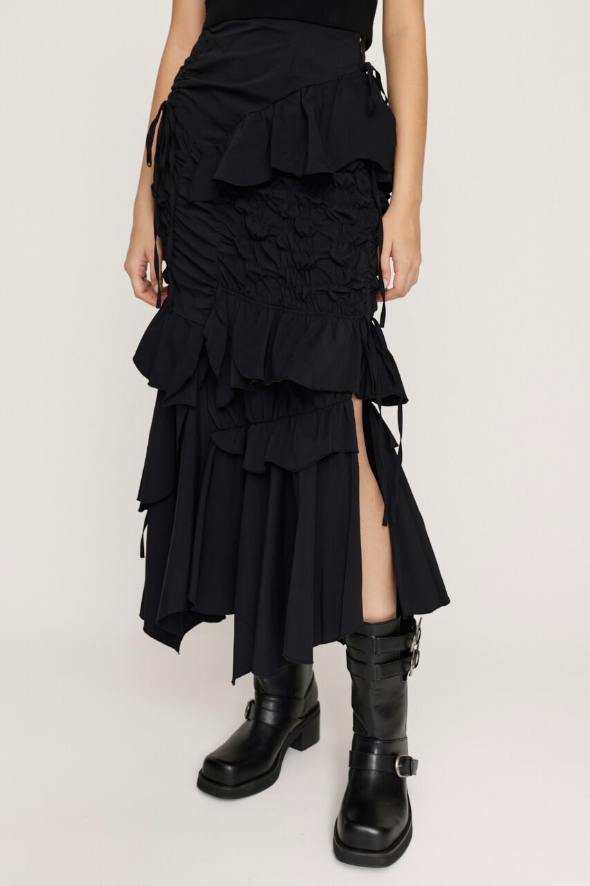 SLY「SMOCKING RIBBON DESIGN スカート」|スカート|BLK