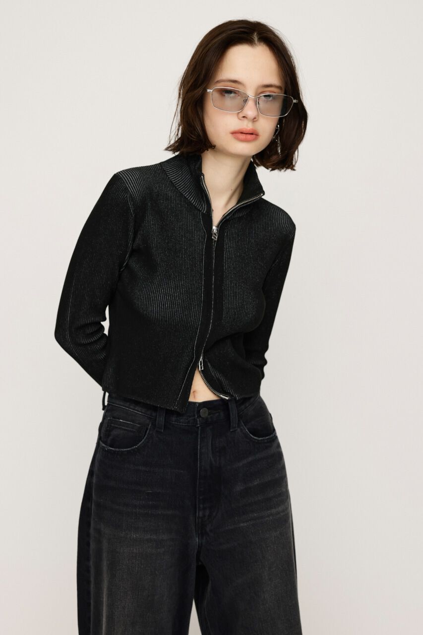 SLY「FRONT ZIP H／N RIB トップス」|ニット・セーター|BLK