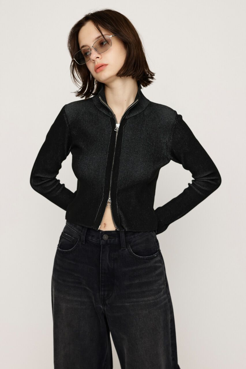 SLY「FRONT ZIP H／N RIB トップス」|ニット・セーター|