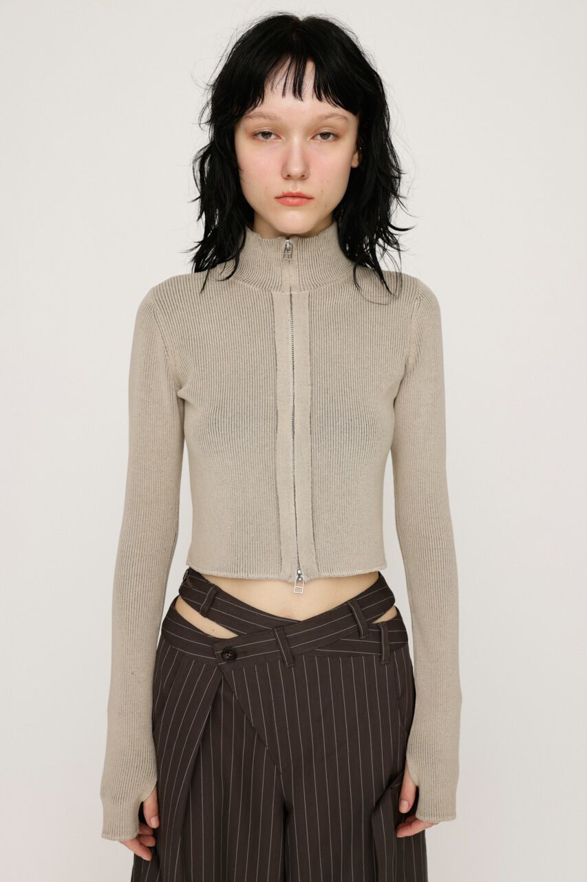 SLY「FRONT ZIP H／N RIB トップス」|ニット・セーター|