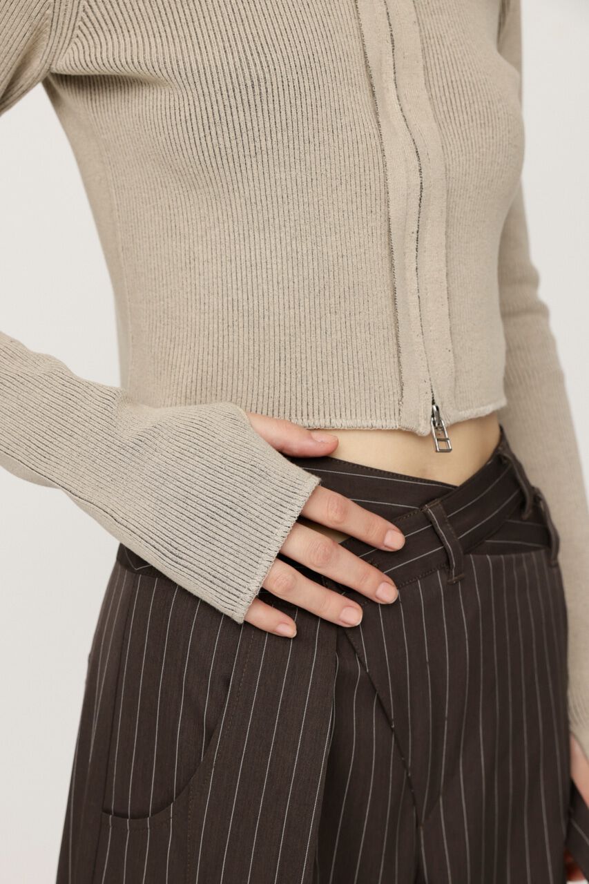 SLY「FRONT ZIP H／N RIB トップス」|ニット・セーター|