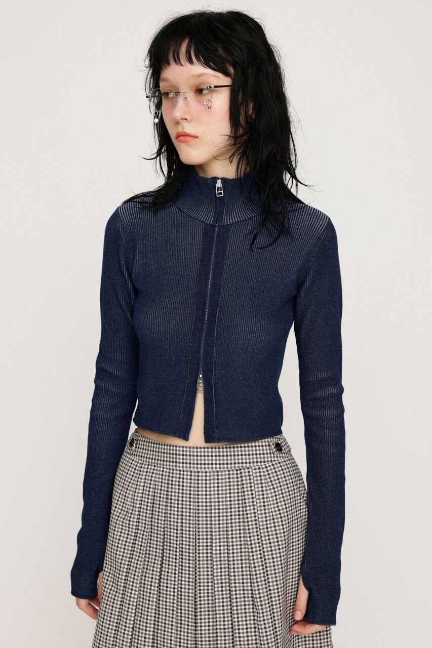 SLY「FRONT ZIP H／N RIB トップス」|ニット・セーター|NVY