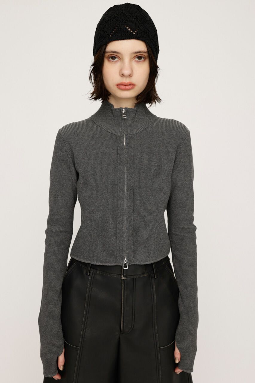 SLY「FRONT ZIP H／N RIB トップス」|ニット・セーター|