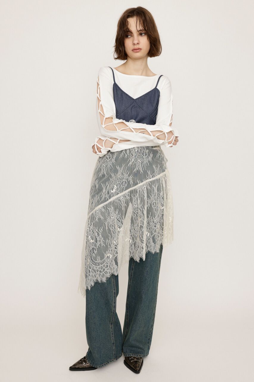 SLY「LACE UP SLEEVE CUT トップス」|Tシャツ・カットソー|