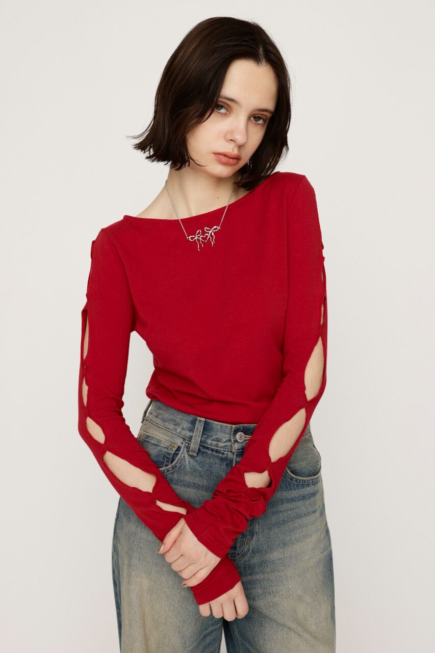 SLY「HOLE DESIGN CUT トップス」|Tシャツ・カットソー|