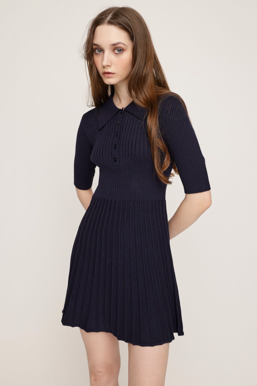 SLY「COLLARED PLEATS HG ショートワンピース」|ワンピース|NVY