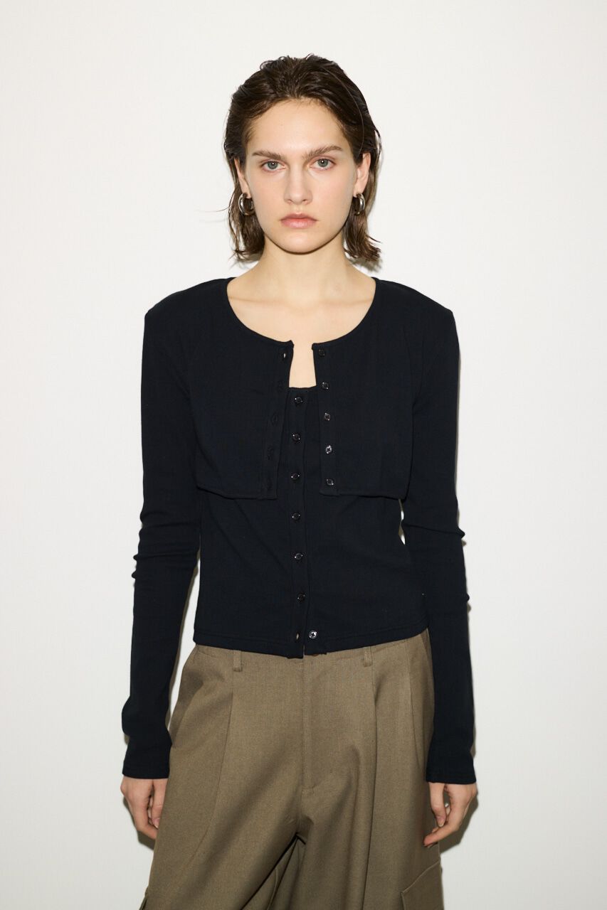 SLY「2P BUTTON L／S カーディガン」|カーディガン|BLK