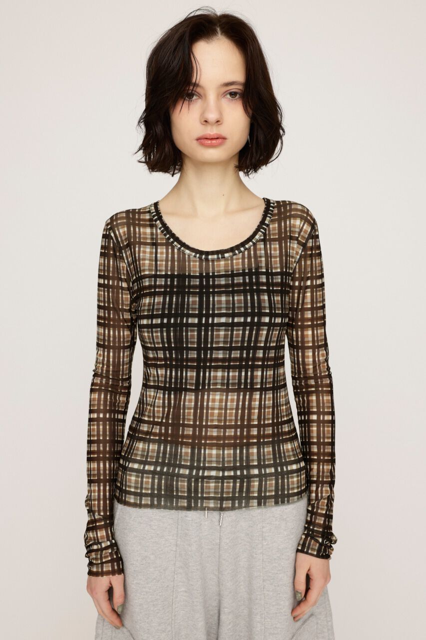 SLY「BLUSH MULTI CHECK トップス」|Tシャツ・カットソー|