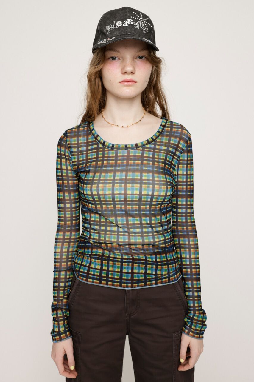 SLY「BLUSH MULTI CHECK トップス」|Tシャツ・カットソー|