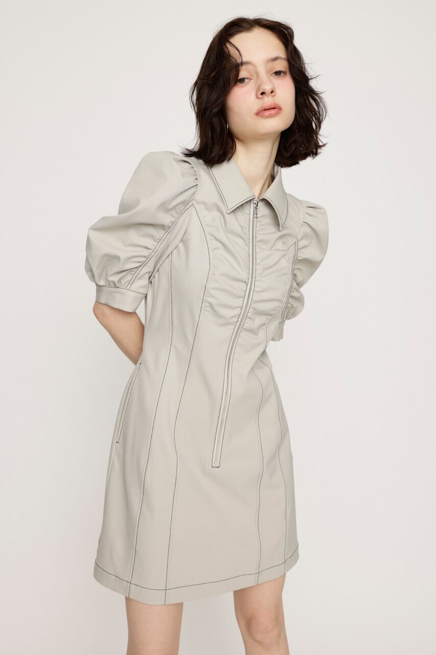 SLY「FRONT ZIP GATHER ショートワンピース」|ワンピース|