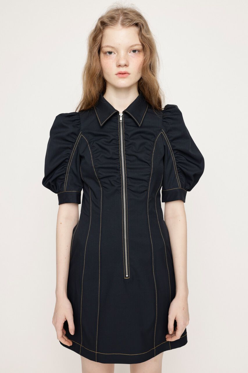SLY「FRONT ZIP GATHER ショートワンピース」|ワンピース|