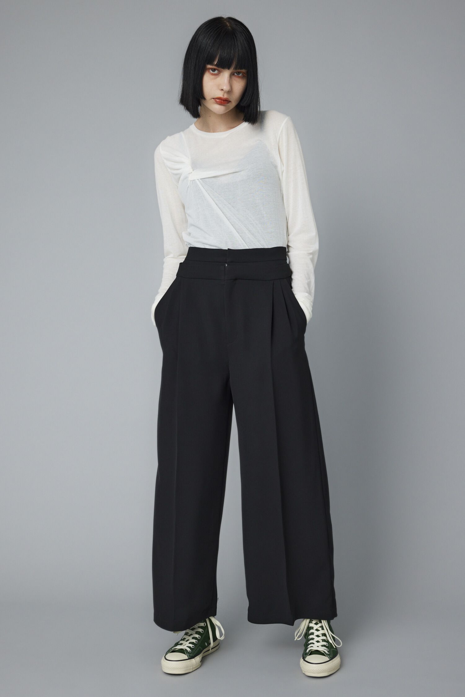 HeRIN.CYE「Tuck wide pants」|その他|BLK