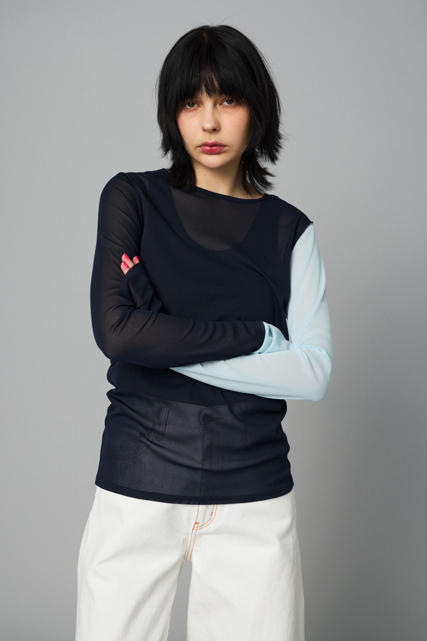 HeRIN.CYE「Crew neck mesh inner tops」|Tシャツ・カットソー|