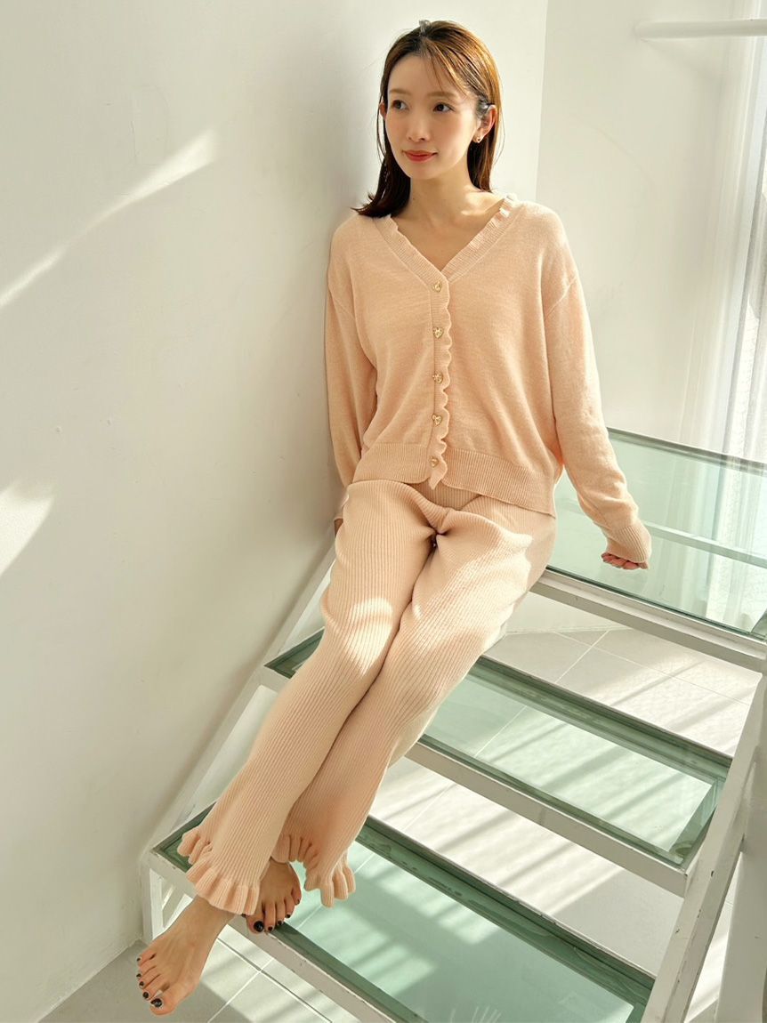 SNIDEL HOME「ニットフリルロングパンツ」|ルームウェア|