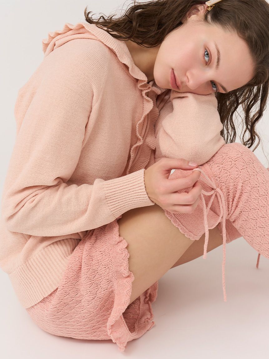 SNIDEL HOME「ニットフリルパーカー」|ルームウェア|