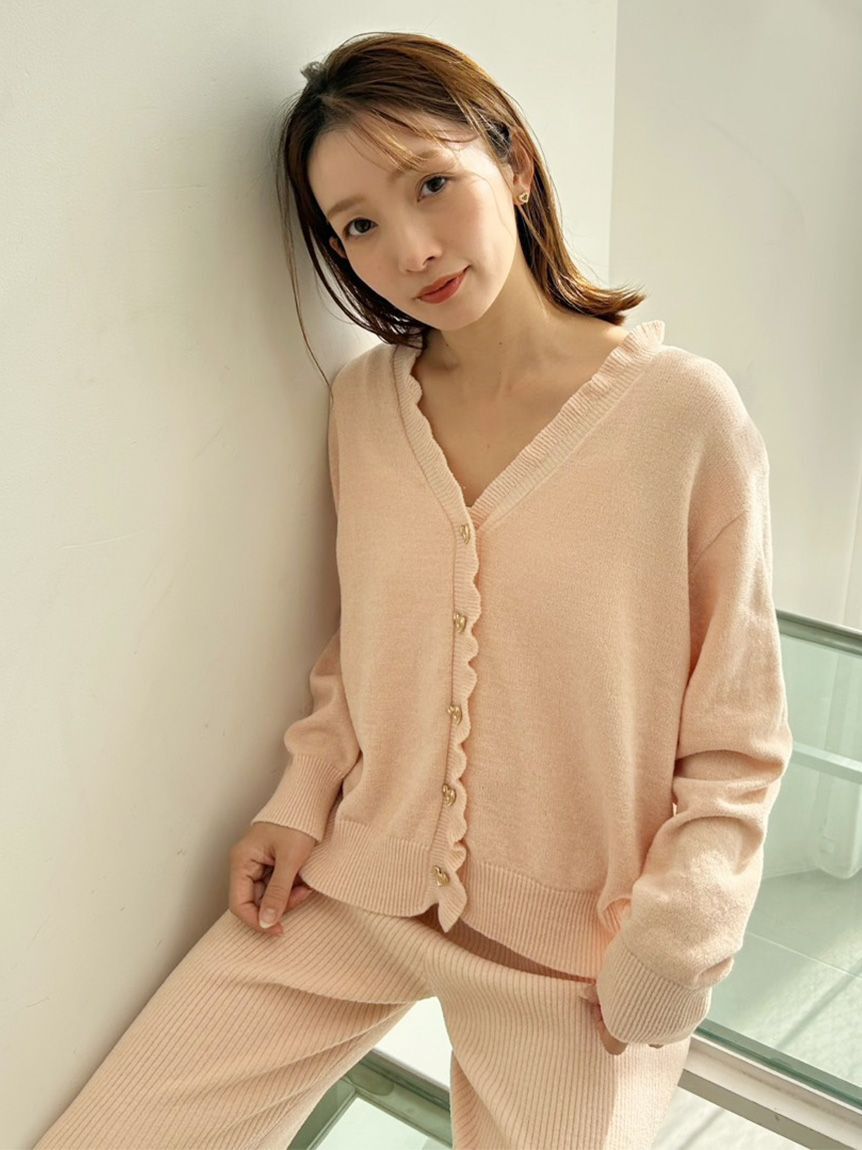SNIDEL HOME「ハート釦フリルカーディガン」|ルームウェア|