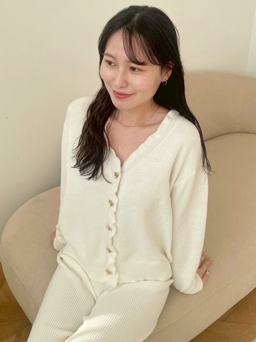 SNIDEL HOME「ハート釦フリルカーディガン」|ルームウェア|